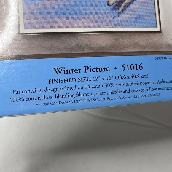 CANDAMAR DESIGNS Hermon Adams WINTER PICTURE Embellished Cross Stitch kit - Picture 5 of 6